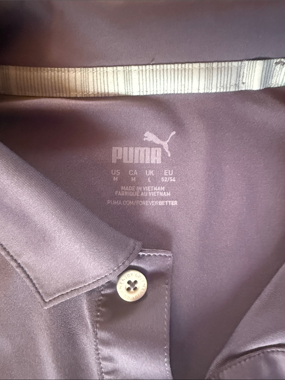 Puma Men's Purple Polo with Horizontal Stripe Accents - Picture 2 of 5